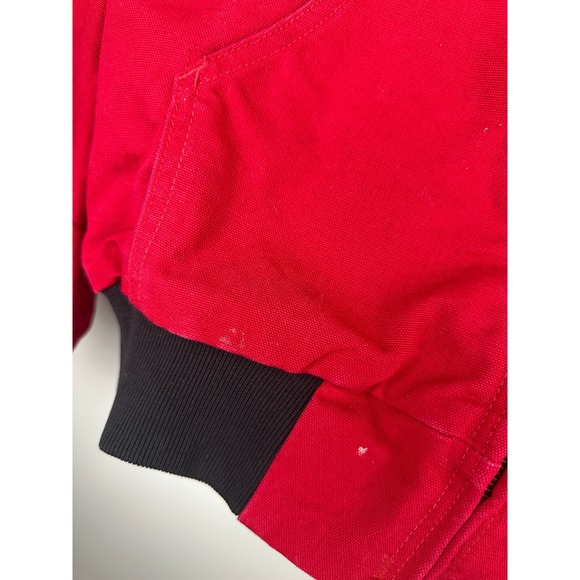 Carhartt Distressed Red Lined Hooded Jacket USA Coat *Company Logo XL Tall - Picture 8 of 15
